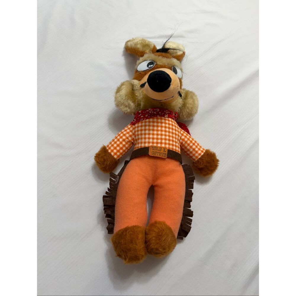 VTG 1971 Warner Bros Wile E Coyote Mighty Star Stuffed Plush 24” Cowboy Chaps